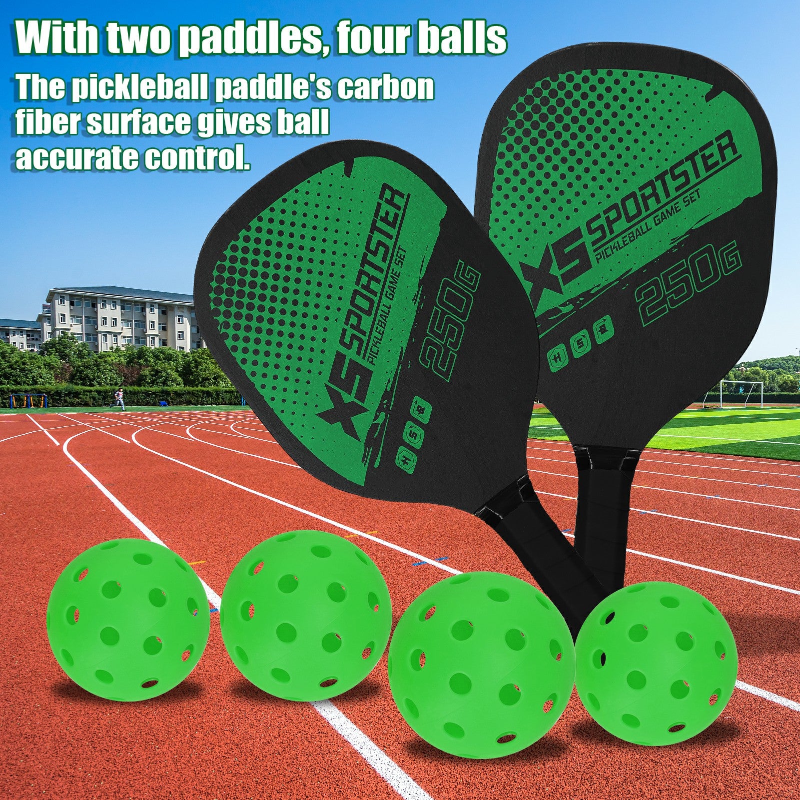 CG1415 Pickle Ball Racket Set Pickle Ball Paddle Kit with 2 Rackets + 4 Pickle Balls CG1415 Pickle Ball Racket Set Pickle Ball Paddle Kit with 2 Rackets + 4 Pickle Balls